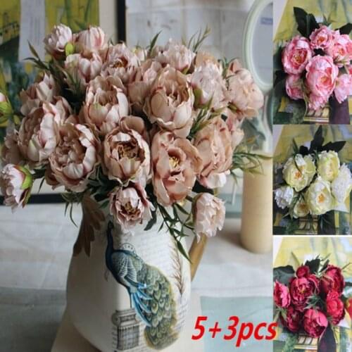 European Beautiful Wedding Mini Peony Rayon Bouquet Bridal Home Decoration Fake Flowers Wedding Home Interior Decoration
