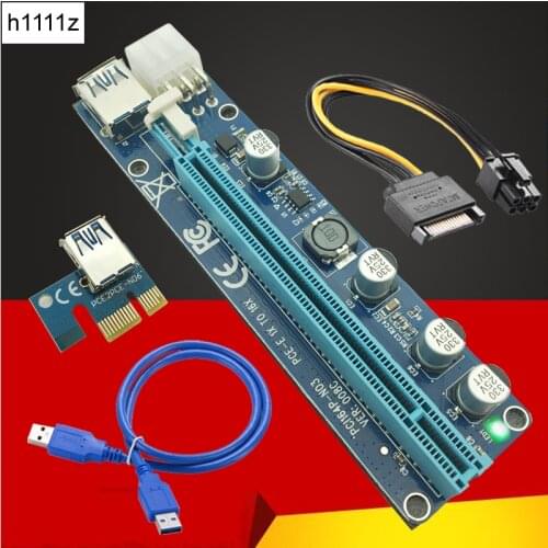 VER008C Molex 6 pin PCIE PCI-E Express 1X to 16X Riser Card Extender 60cm USB3.0 Cable Mining Bitcoin Miner Easy install
