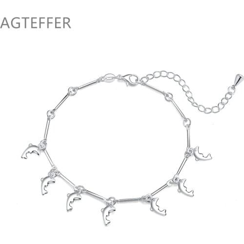 AGTEFFER 925 Sterling Silver Dolphin Pendant Bracelet For Women Wedding Engagement Party Fashion Jewelry
