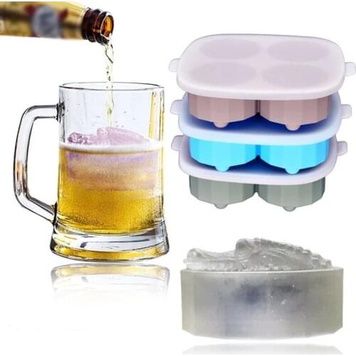 1pc Cocktail Whiskey Ice cube Maker Tray 4 Large Silicone Ice Molds DIY Crocodile Mould Kitchen Bar Accessories Supplies