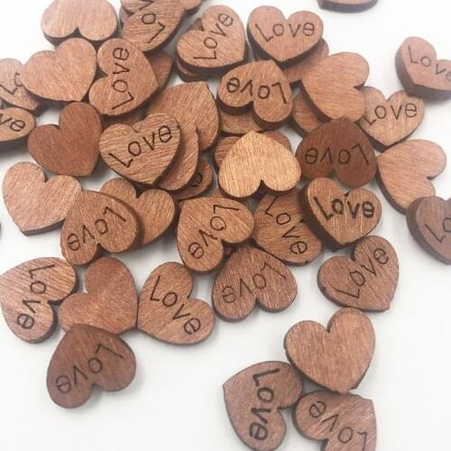 100pcs 12*10mm Dark Brown Heart Wood Buttons Sewing Crafts Tools Mix Lots WB768