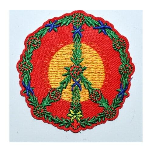 Peace sign hippie boho retro flower power love hippy Sun Iron On patch Applique (Size is about 7 cm)