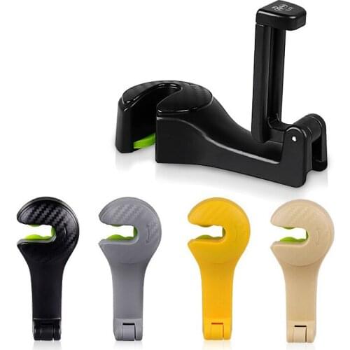 2 in1 Car Headrest Hook with Phone Holder Seat Back Hanger for Bag Handbag Purse Grocery Cloth Foldble Clips Organizer