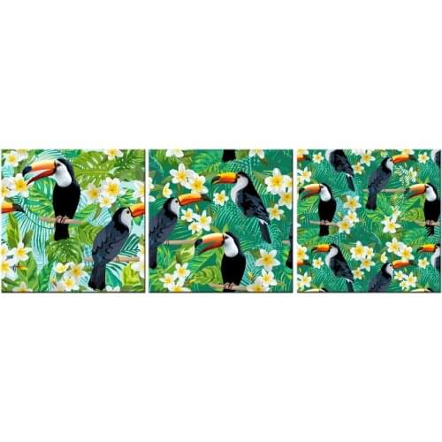 3 Piece Canvas Wall Art Tropical plants leaves flowers and birds Painting Print Canvas poster leaf Wall Picture For Living Room