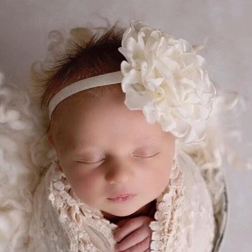 2pcs 4" Newborn Baby Girls Chiffon Singed Flower Headband For Toddlers Photography Props Party Headwear Kids Hair Decorations