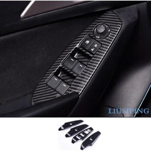 For Mazda 3 Axela 2017-2018 black ABS Carbon Fiber Inner window switch panel cover Trim 4pcs