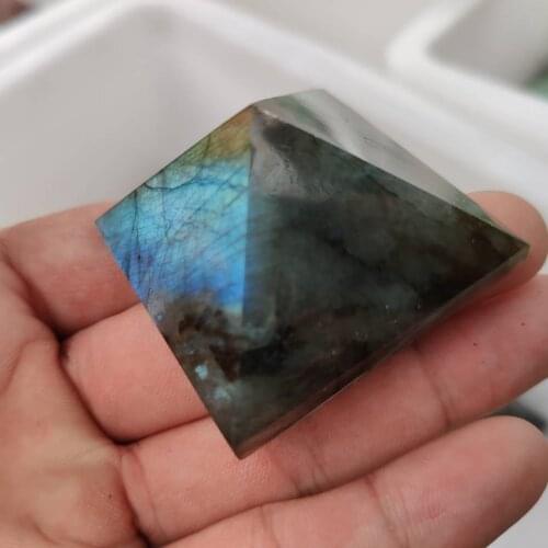 40mm PYRAMID - LABRADORITE Crystal w/ Description - Healing Reiki Stone
