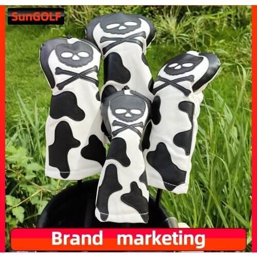 Hot Sale Golf Club Headcover Set Skull Golf Wood Cover 13X Driver Fairway Rescue Hybrid Headcovers with tag Free Shipping