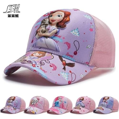 Disney Frozen Baseball Cap 3D Pink Princess Anime Cartoon Sun Protection Cap Kids Boy Girl Caps Adjustable