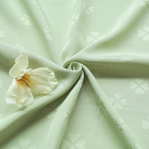 Bean paste green four-leaf clover pattern rayon jacquard fabric 100cm*140cm