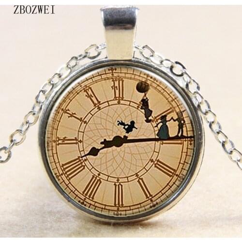 Peter Pan Big Ben Time Bronze Necklace Clothing Accessories Silver Plated Sweater Chain Item