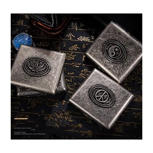 Hold 20pcs Retro Silver Female Thin Cigarette Case Portable Tobacco Box Storage Cigarette Metal Cigarette Holder Gift for Men