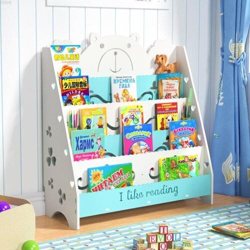 Childrens cartoon book cabinet white child bookshelf floor household modern simple baby book corner bookshelf wood shelf