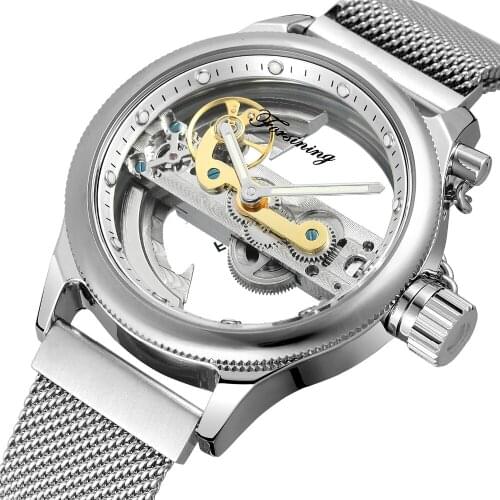 FORSINING Skeleton Self-winding Men Stainless Steel Bracelet Luxury Brand New Design Watch Best Male Watch