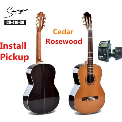 Cedar Classical Guitar Acoustic Electric Nylon String 39 Inches Guitarra 6 Strings Install Pickup Guitars Wood Color High-Gloss