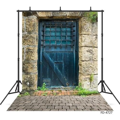 Brick Wall Wooden Door Photo Backgrounds Vinyl Cloth Backdrop Photography Props for Children Baby Portrait Toy Pets Photobooth