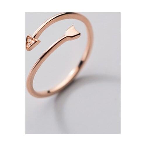 Real 925 Sterling Silver Zircon Arrow Adjustable Ring For Fashion Women Party Minimalist Fine Jewelry Hiphop Accessories