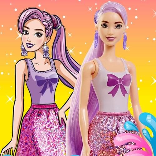 Barbie Color Reveal Doll Mermaids Themed Doll Temperature Sensing Discoloration 7 Kinds Surprises Blind Box Toy Child Gift GTP43