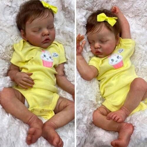 18 Inch 46cm Assembled Rebirth Dolls Soft Silicone Vinyl Lifelike Reborn Babyies Dolls Toddler Suit With Romper Bow Gifts For Gi