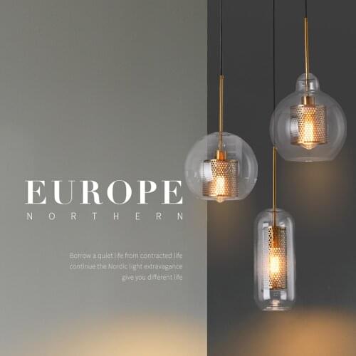 Loft Modern Pendant Light Glass Ball Hanging Lamp Kitchen Light Fixture Dining Hanglamp Living Room Luminaire