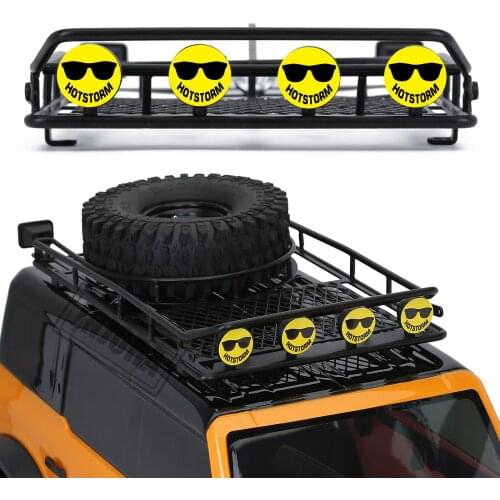 Metal Luggage Carrier Roof Rack with Smile Face Lights for 1/10 RC Crawler Car Axial SCX10 II 90046 Traxxas TRX4 Bronco