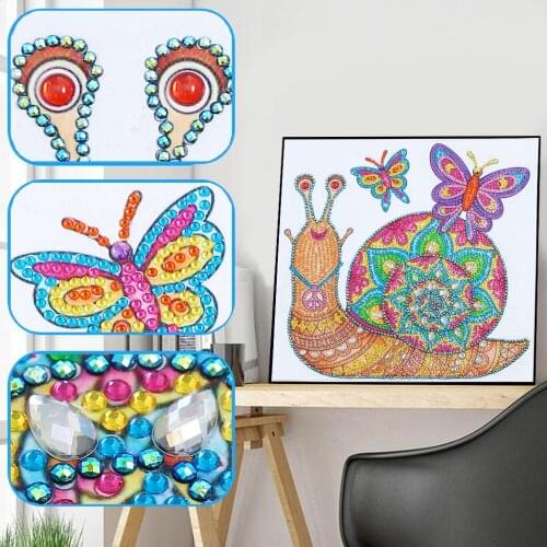 Lovely Snail Carrying Butterfly Special Shaped Diamond Painting Needlework Rhinestone 5D Drill DIY Crystal Painting Home Decor