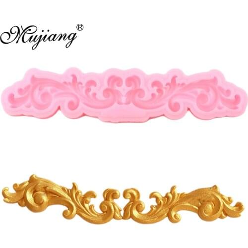 Mujiang Sugarcraft Border Silicone Molds Scroll Relief Leaves Fondant Mold Cake Decorating Tools Candy Chocolate Gumpaste Moulds