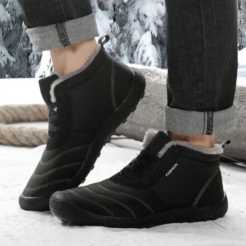 Men Outdoor Winter Snow Ankle Boots Non-slip Warm Walking Male Casual Flat Shoes Sneakers Fashion Plus Size 39-48