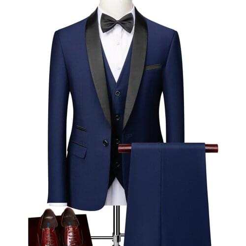 Men Shawl Collar Tuxedo Suit 2021 Formal Slim Fit Business 3Piece Set High Quality Man Groom Wedding Prom Tuxedo Plus Size S-6xl