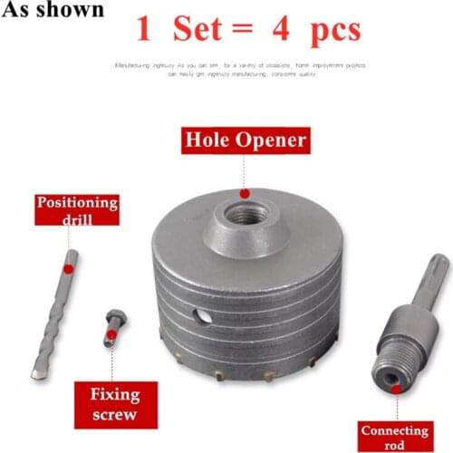 1 Set Sds Plus Hole Saw Drill Bits Opener Wall Chaser Concrete Tool Impact Electric Hammer Crowns Diameter 80-110mm