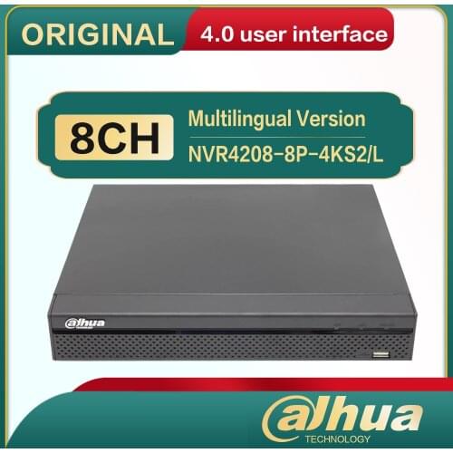 DH-NVR4208-8P-4KS2/L Dahua 8 Channel 1U 2HDDs 8PoE Network Video Recorder P2P Remote Surveillance