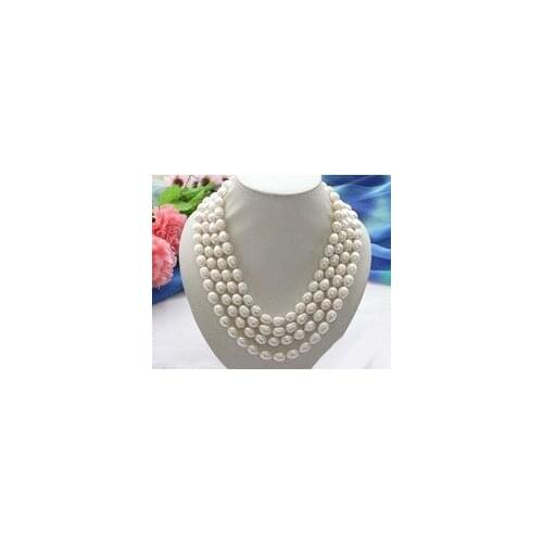 Natural pearl natural jewelry Long 80" 13mm white rice freshwater pearl cultured necklace Bridal hook