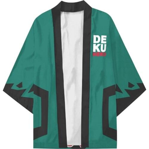 Anime My Hero Academia Deku Midoriya Izuku Cloak Kimono Cardigan Robe Cospaly Costume Print Casual Coat