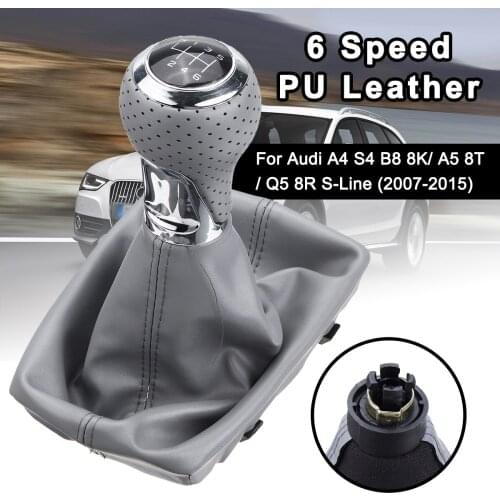 Boot Cover Gaiter Lever Shifter PU Leather Car Manual Gear Shift Knob For Audi A4 S4 B8 8K/ A5 8T/ Q5 8R 07-15 S-Line 6 Speed