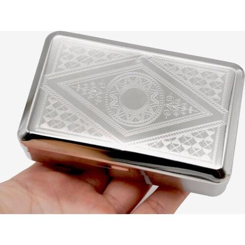 Portable Metal Cigarette Case Silver Cigarette Tobacco Case Traveling Cigarette Container Box Holder Outdoor Smoking 1PC