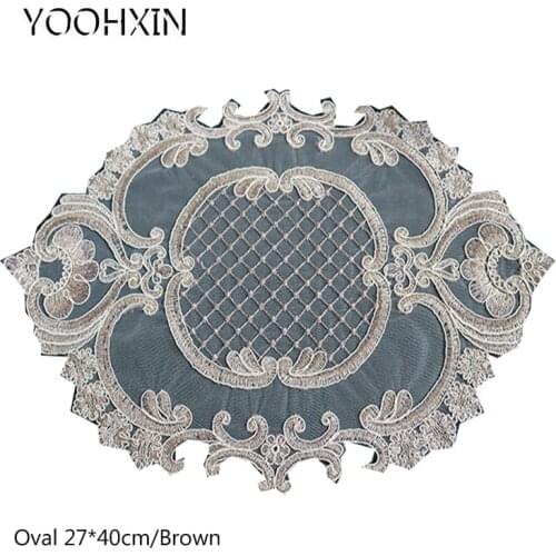 Luxury Lace oval embroidery table place mat dish pad Cloth placemat cup mug dish tea coaster wedding Christmas doily kitchen