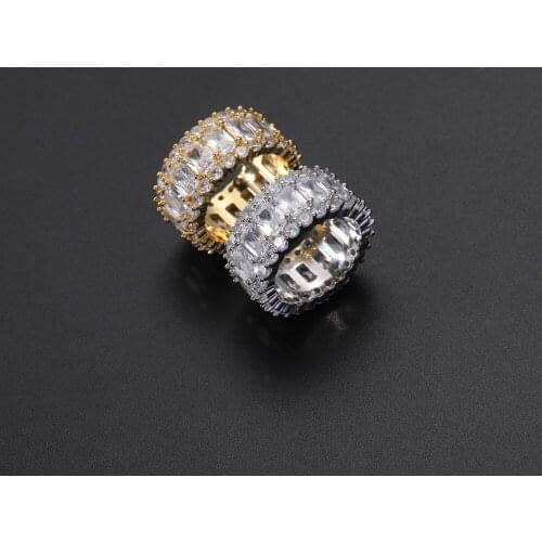 Big AAA Zircon Rings Brass mirco setting CZ stone Hip Hop Cuban Ring All Iced Out CZ Stone Rings R031