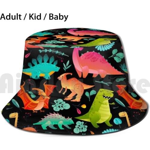 Cute Dinosaur Design Sun Hat Foldable UV Protection Tags Blue Dinosaur Texture Love Cute Dino Green Dinosaur Texture