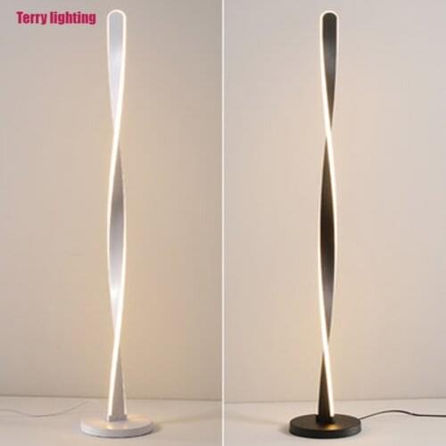 Modern remote dimming floor lamp for living room and bedroom decoration acrylic aluminum spiral LED indoor floor lighting 2021