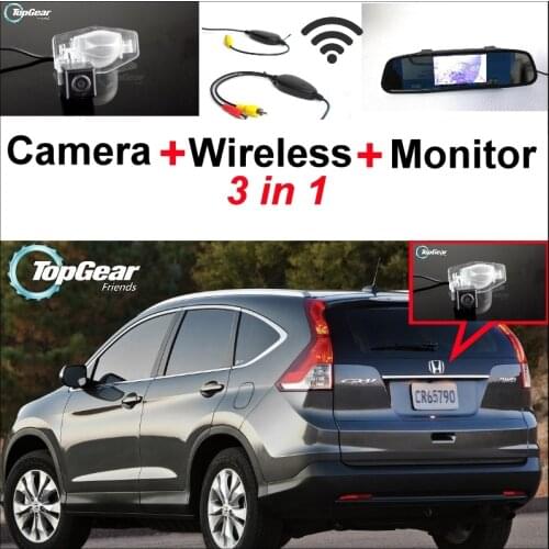 3 in1 Special Rear View Camera + Wireless Receiver + Mirror Monitor DIY Parking System For Honda For CR-V For CRV FRV HRV MRV