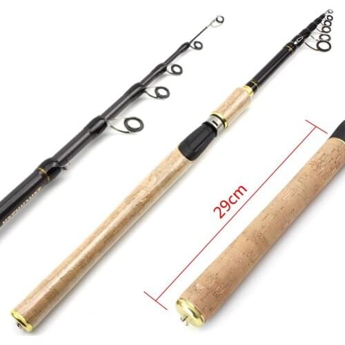 1.8m 2.1m 2.4m 2.7m lure rod Spinning Fishing Rod M power Hard Telescopic Carbon Fiber Travel pole 29cm long wooden handle