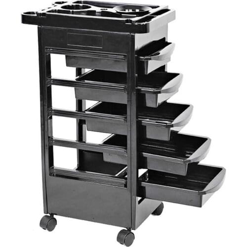 5 Push-pull Drawers Hair Salon Instrument Storage Cart Adjustable Height Trolley Beauty Tools Barbershop Rack 52 x 38 x 82cm