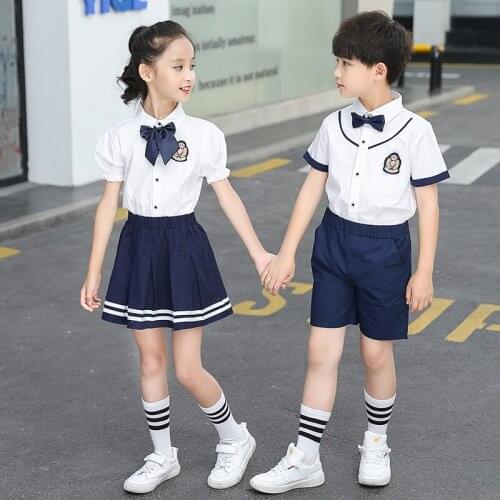 Japanese school uniform fashion summer short-sleeved college style suit children British style uniformes estudiantes