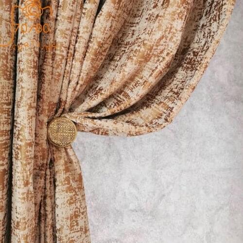 American High-end Golden Chenille Texture Curtain Thickening Blackout Curtains for Living Room and Bedroom Finished Products