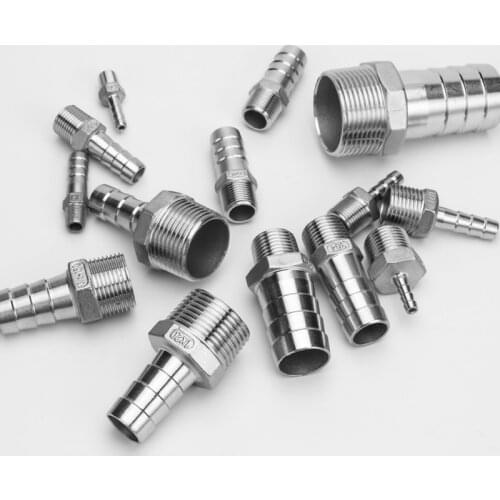 1/8" 1/4" 3/8" 1/2" 3/4" 1" BSP Male x 6/8/10/12/13/15/16/19/20/25/32mm Hose Barb 304 Stainless Steel Pipe Fitting Connector