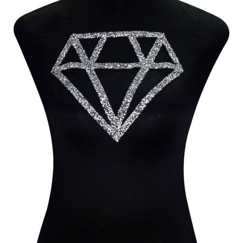1piece Diamond Design Beaded Crystal Rhinestones Hotfix Applique Patches Iron n Sticker Motif Embellishment Craft Sewing T2336