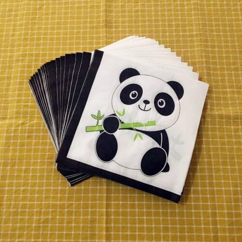 20pcs/set Cute Panda Theme Paper Napkins Party Tissues For Kids Boys Girls Birthday Party Event Party Supplies