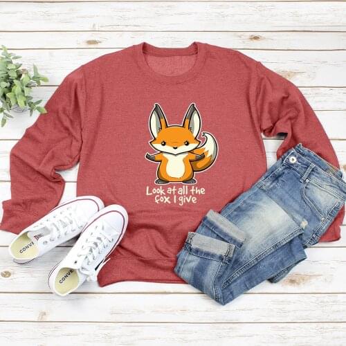 2021 Autumn Hoodies Women O-NECK Clothes Casual Tops Lovely Fox Print Women Hoodie Long Sleeve Pullover Womens Sweatshirt