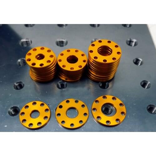 2pcs M6 M8 M10 nine-hole aluminum alloy gaskets CNC anode coloring washer golden color