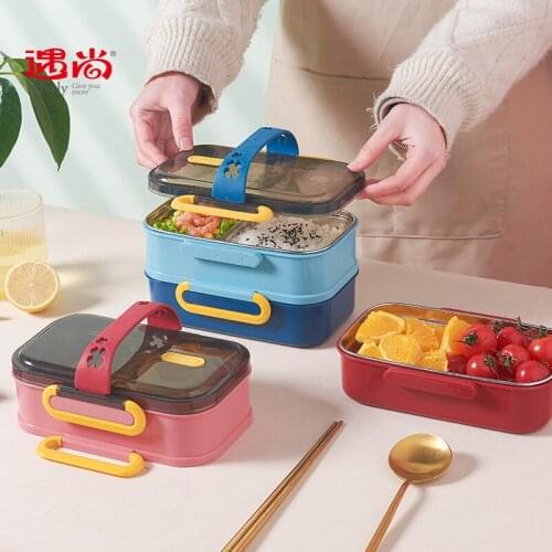 304 stainless steel bento lunch box divided grid container lunch box bento box food container